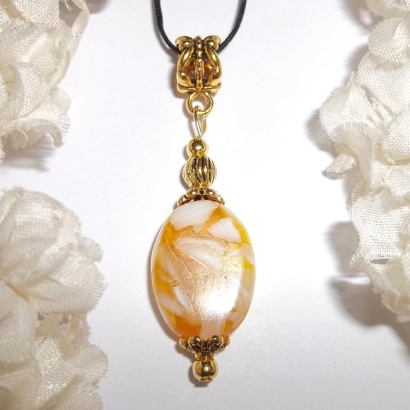 wvluckygirl Jewelry - Necklace, Pendant, Medallion Cord Necklace, Yellow Necklace, Jewelry Gift 7941